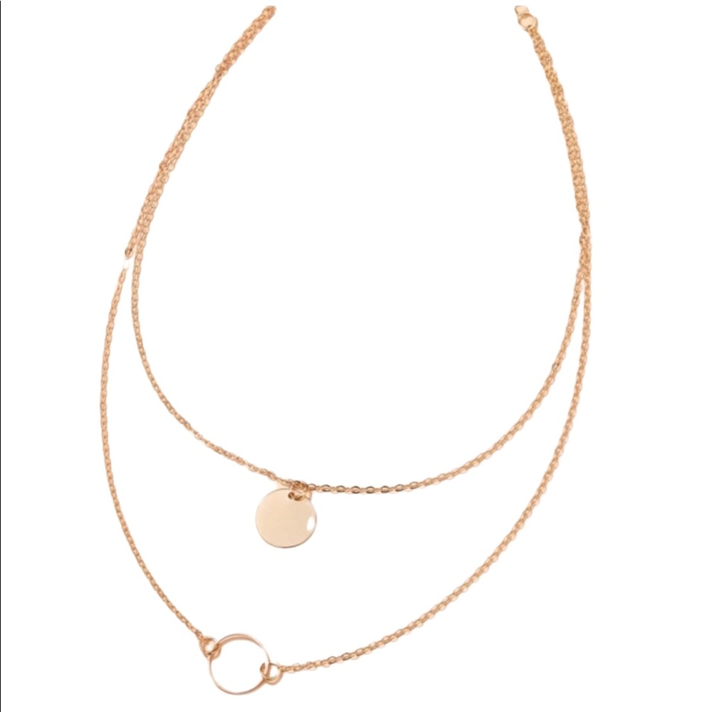 Gold Layered Disc Necklace